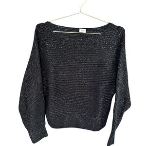 Abercrombie & Fitch Lurex Dolman Sweater in Black Metallic Shimmer, Size M
